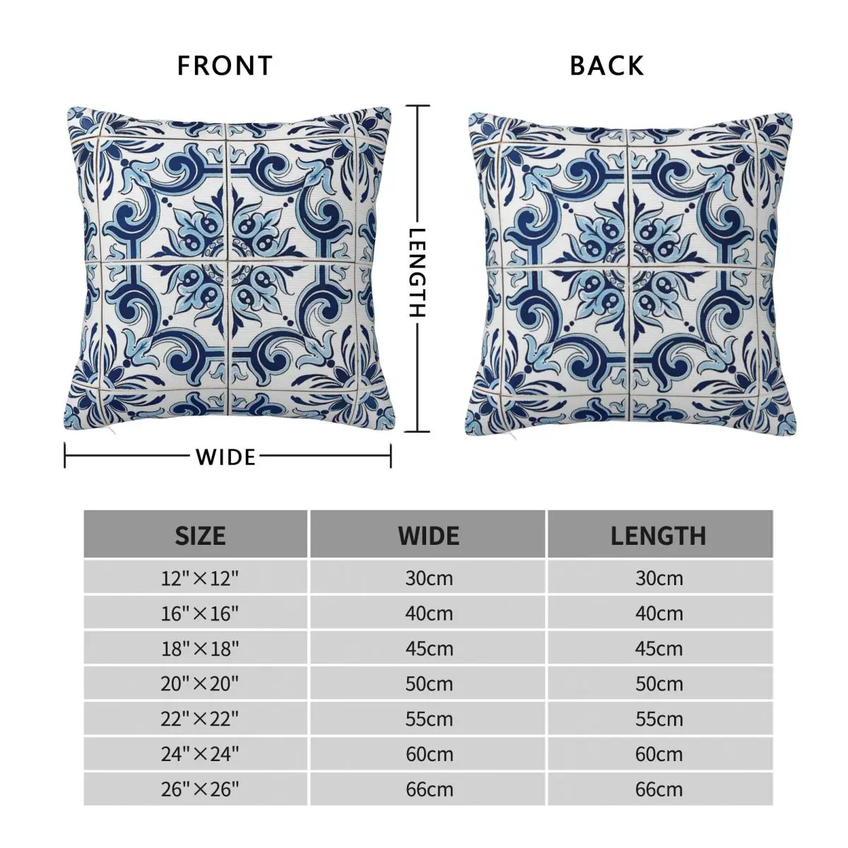 Portuguese Glazed Tiles Square Pillowcase Polyester Linen Velvet Creative Decor Pillow Case Room Cushion Case Wholesale 45x45