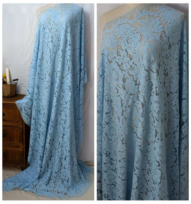 150*150CM High-quality flower Blue eyelashes lace fabric DIY handmade skirt clothing accessories