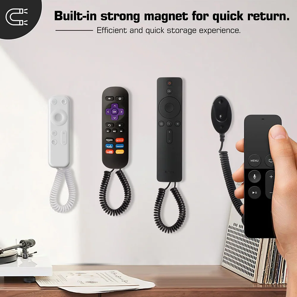 Anti Lost Retractable Spring Remote Control Tether Remote Stand Rope Security Cable Adhesive Hook Wire For Home Hotel Restaurant