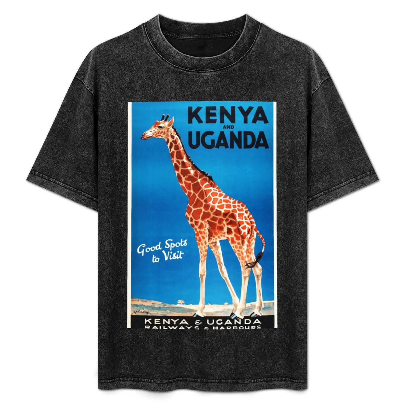 KENYA & UGANDA Railways & Harbours Good Spots to Visit Винтажная футболка с плакатом для путешествий одежда для любителей спорта футболка большого размера для мужчин KENYA & UGANDA Railways & Harbours Good Spots to Visit Винтажная футболка с плакатом для путешествий одежда для любителей спорта футболка большого размера для мужчин
