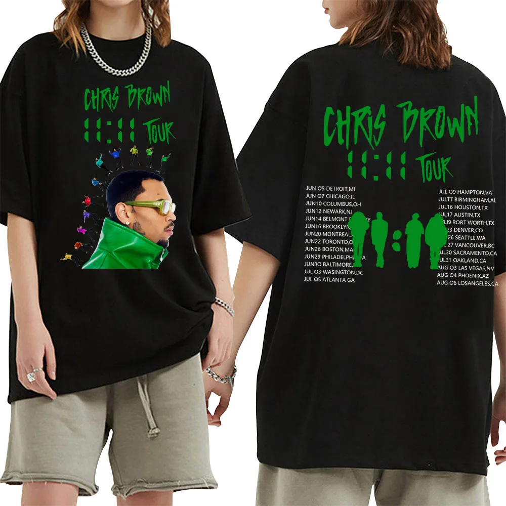 Chris Brown 11:11 2024 Tour T-Shirts Unisex Harajuku O-Neck Short Sleeve Chris Brown Shirts Fans Gift