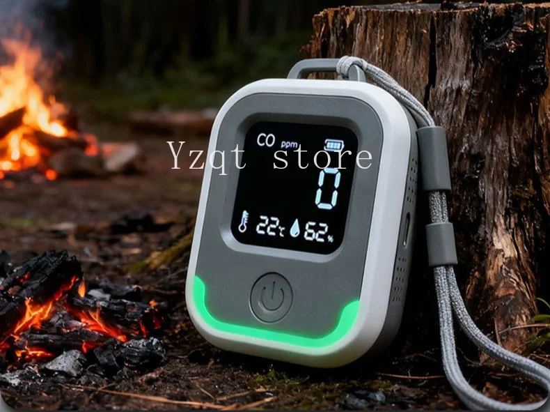 5 in 1 carbon monoxide detector CO portable outdoor camping temperature and humidity CO2 monitor