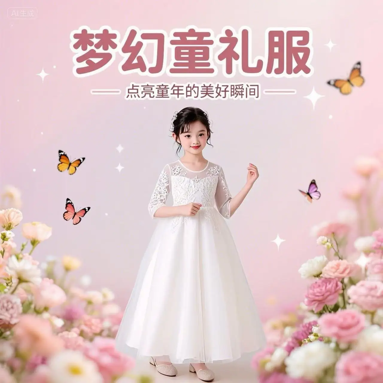 

5-14 Years Girl Dress Fashion Children Girl Evening Gown Half Sleeve Lace Kids Dresses for Girls Summer Girls Party Dresses 124