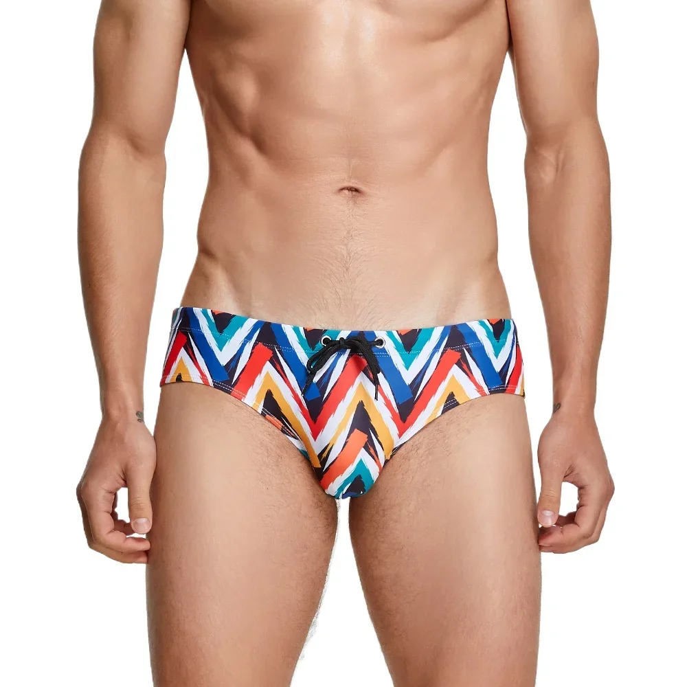 Calção de banho gradiente masculino, cuecas sexy, maiô surf da praia, maiô homem, biquíni, roupa de banho, 2024