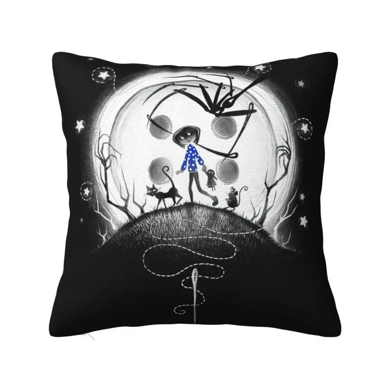 Nordic Style Coraline Cushion Cover Soft Halloween Horror Movie Throw Pillow for Sofa Car Square Pillowcase Bedroom Decoration