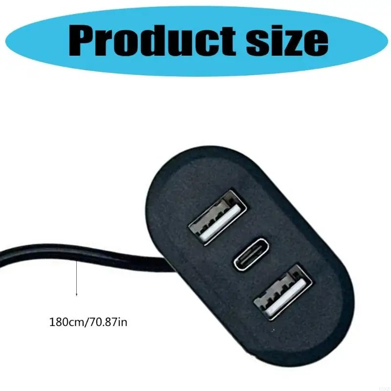 C90Fデスクトップホール埋め込みUSBタイプC充電アダプター3ラップトップPC携帯電話充電家具オフィス用