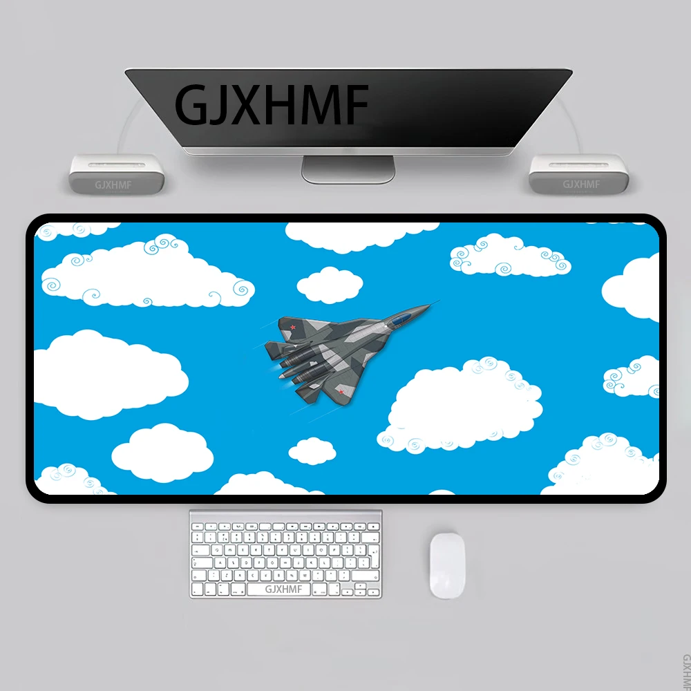 fighter plane Mausepad blue Desk Mat Gaming Mat Pad on The Table Office Gamer Accessories Keyboard Mats Mouse Pad Mouse Carpet