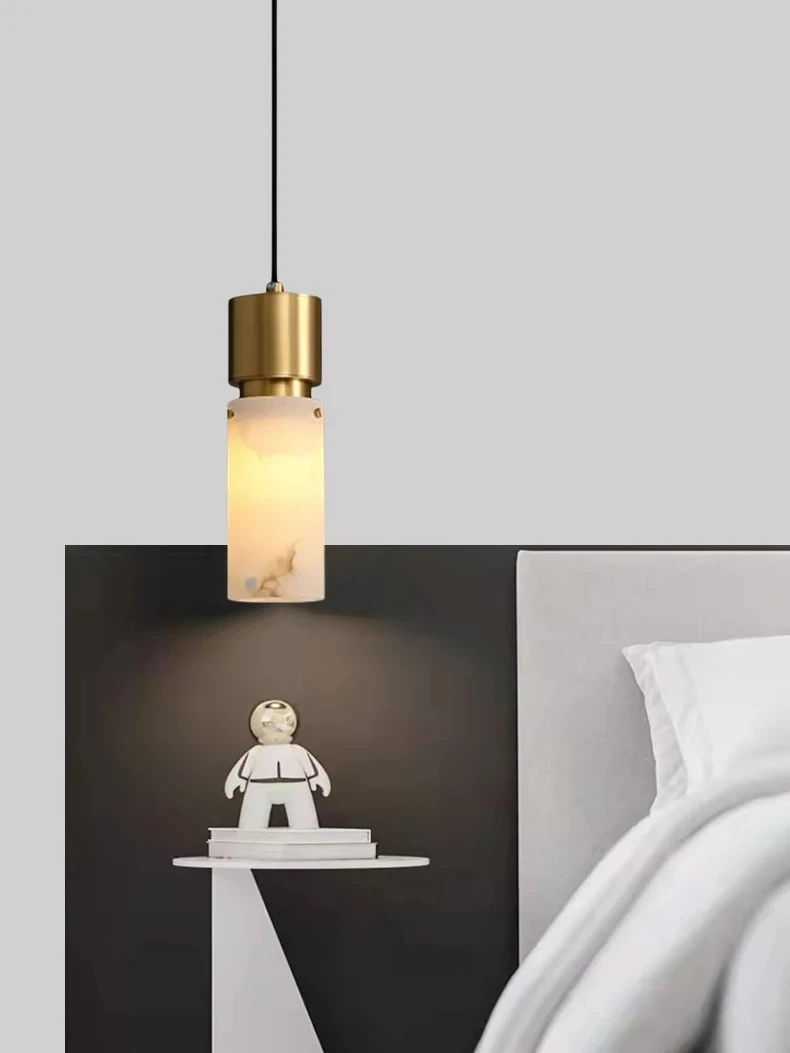 Natural Marble Chandelier Brass E14 Bulb