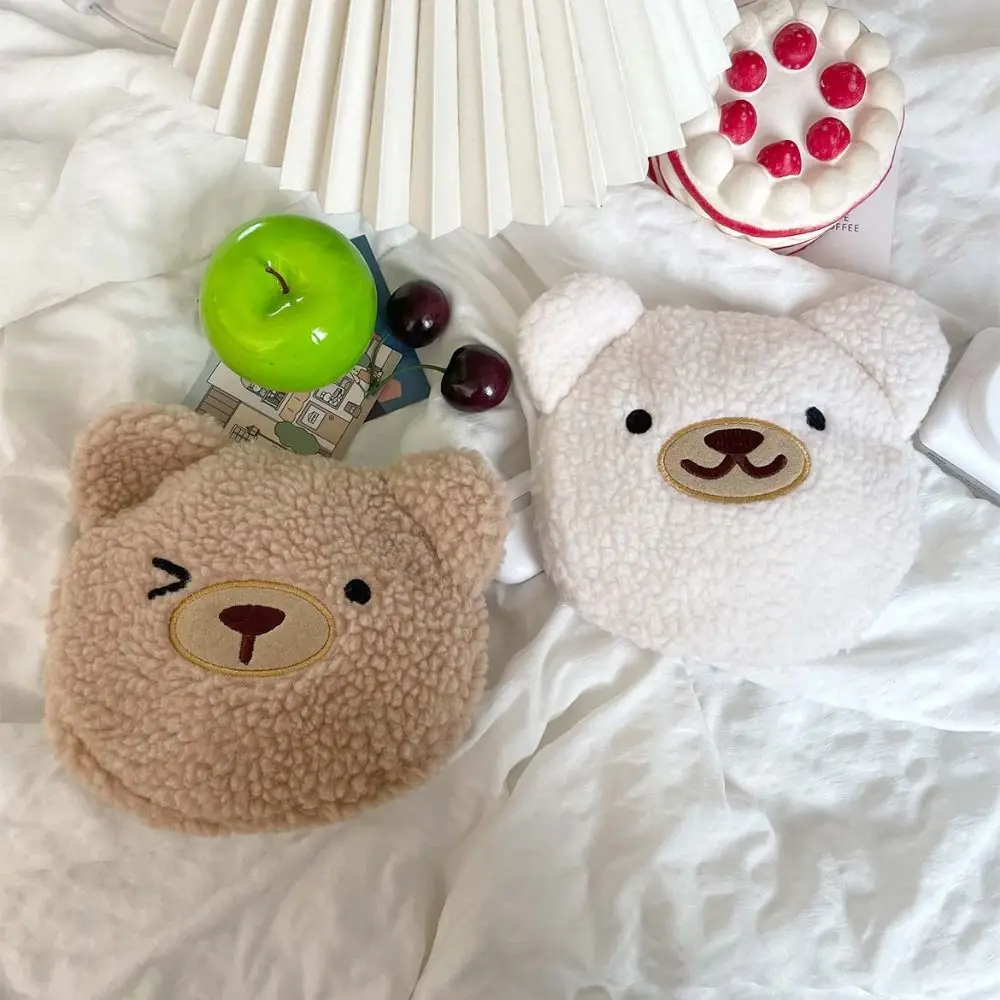 Bear Plush Cosmetic Bag Lamb Pencil Case Lamb Wool Toiletries Bag Korean Style Lager Capacity Cartoon Design Makeup Bags Girls