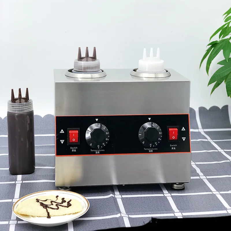 Sauce Warmer Commercial Chocolate Warming Machine Stainless Steel Electric Soy Jam Heater Filling Machine 1/2/3 Bottles 110V220V