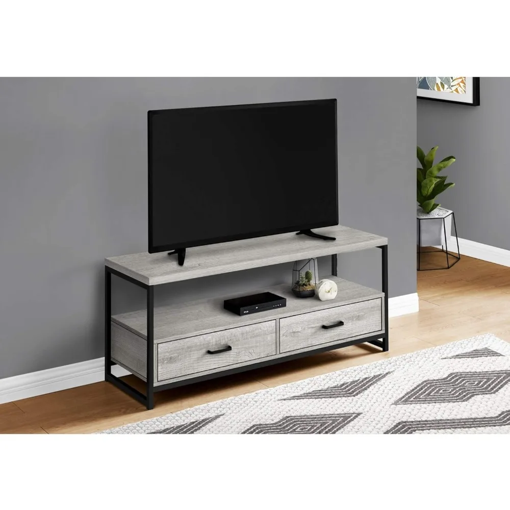 2871 Tv Stand, 48 Inch, Console, Media Entertainment Center, Storage Drawers, Living Room, Bedroom, Laminate, Metal