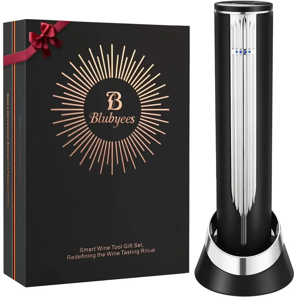 

Rechargeable Electric Wine Opener with Charging Base and Built-in Foil Cutter - Touch-activated Automatic Corkscrew for Luxury G