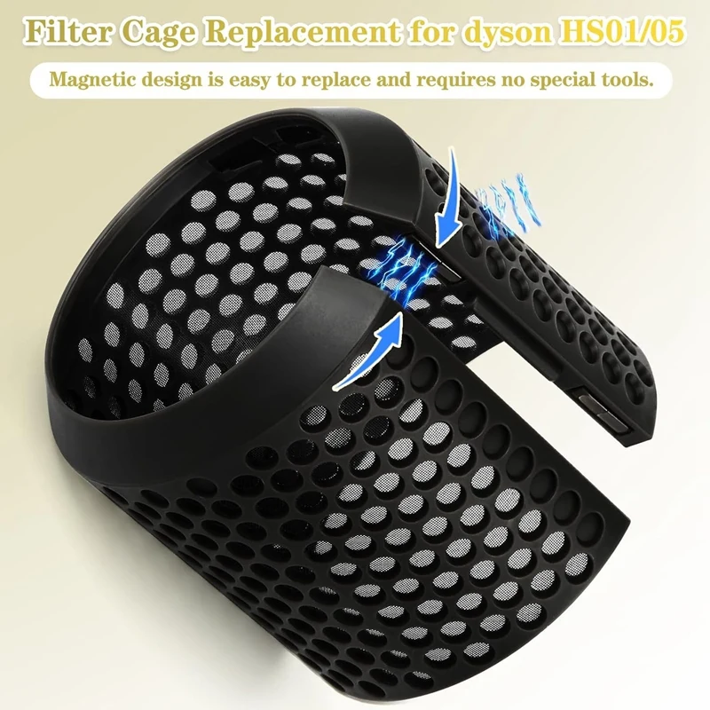 Capa de gaiola de filtro externo magnético para Dyson Airwrap HS01/HS05 Acessório de substituição durável Filtro modelador de cabelo