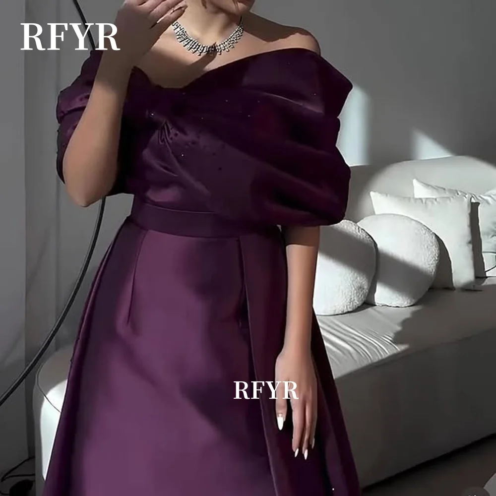 Sukienka celebrytki w kształcie litery A RFYR, sukienka imprezowa z odkrytymi ramionami dla arabskich kobiet, satynowe suknie wieczorowe, vestidos de fiesta, szyte na miarę