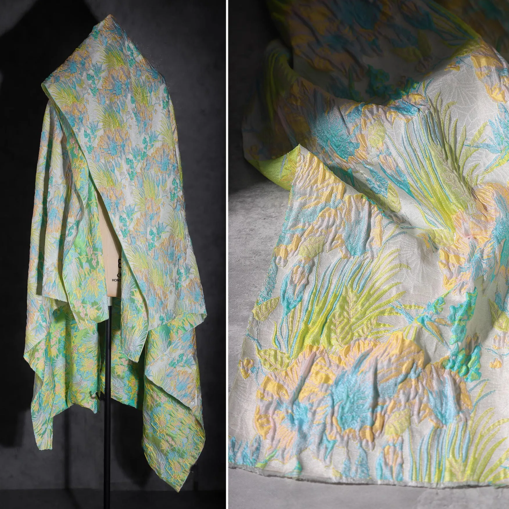 

1 ярд, двухсторонняя жаккардовая ткань с цветком, трехмерная вогнутая выпуклая текстура, ткань для шитья, ткань для одежды