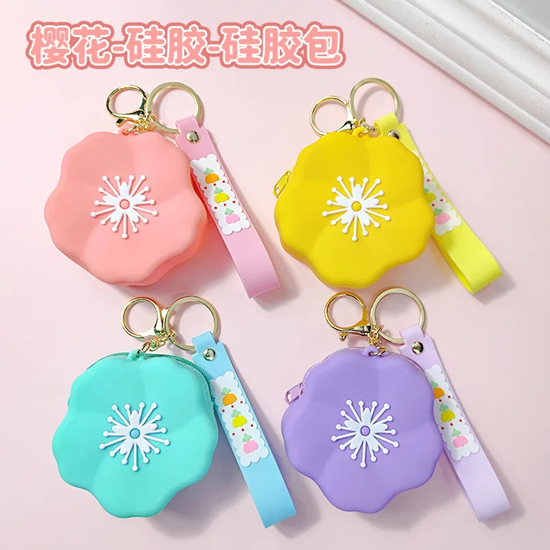 Sakura Silicone Coin Purse Cute Princess Mini Bag Fashion Versatile Handbag For Girls Kids Outdoor Travel Carry Accessory Gift