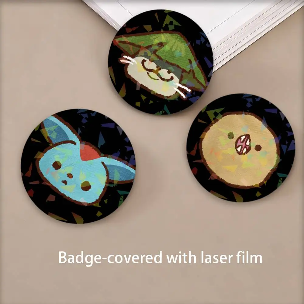 Cartoon Game Final Fantasy XIV Badges Round Laser Badge Brooch Backpack Accessories