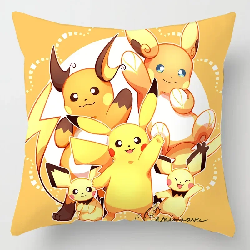 Anime Pokemon Pikachu Kissenbezüge Deko-Spielzeug für Zuhause Büro Sofa Cartoon Charizard Actionfigur Quadratische Kissenhüllen Spielzeug Geschenk