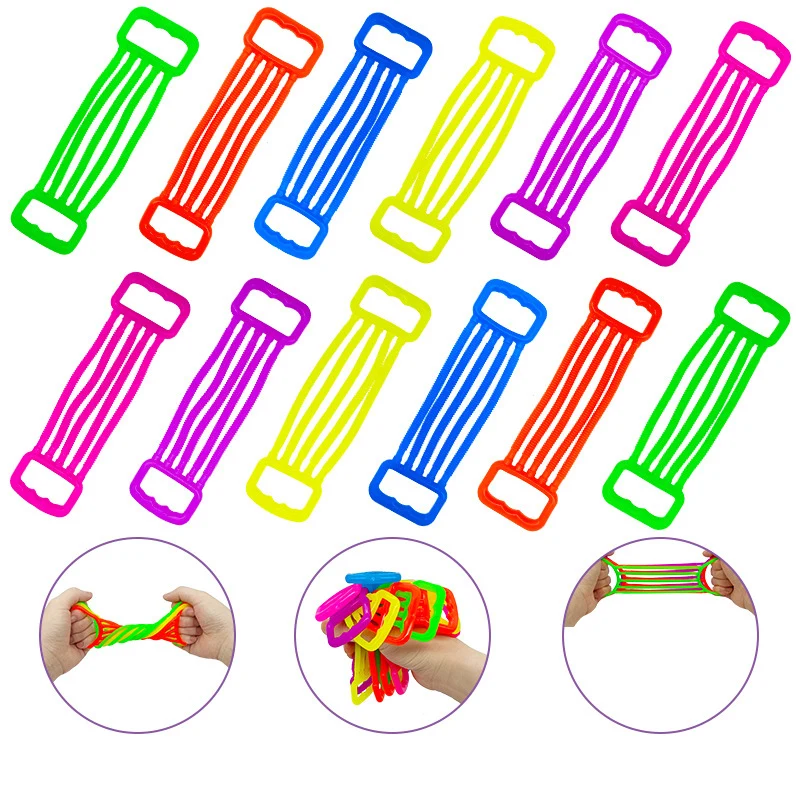 5pcs Novelty Funny Children's Arm Puller Colourful TPR Silicone Elastic Stress Relieving Toys Kids Training Arm Strength Toys