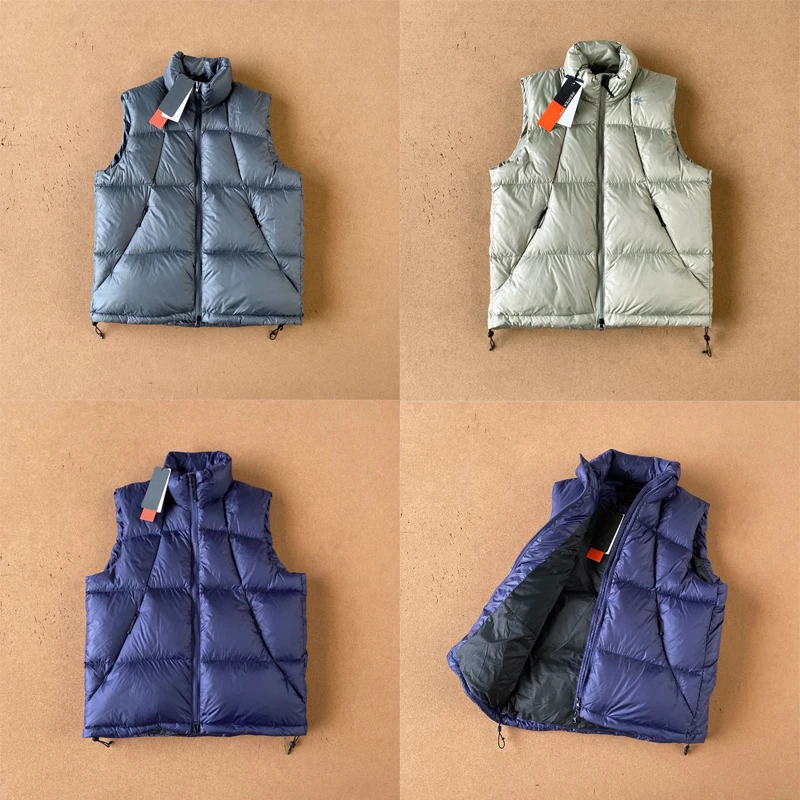 

Japanese Goldwin Light Weight Zipper Duck Down Jacket Tank Tops Men Women High Quality Casual Keep Warm Stand Collar Jackets