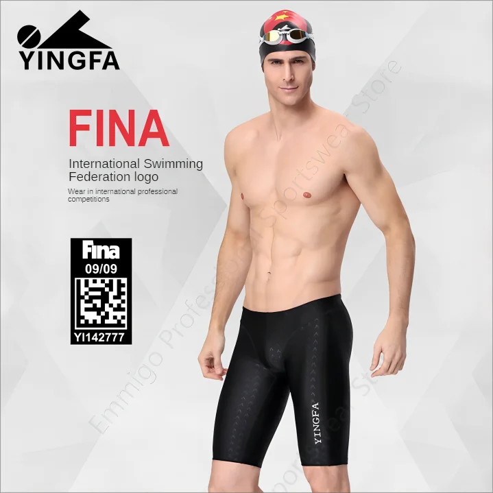 

YINGFA Men's Knee Length Swimming Jammer Sharkskin Drag Reduction And Quick Drying Fina Standard Competition Training Swimsuit