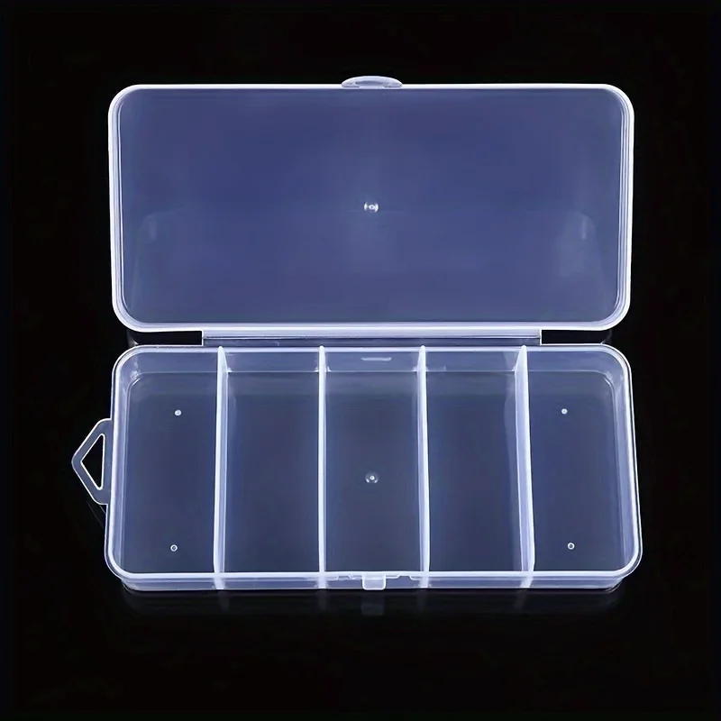 2pcs Clear Plastic Organizer Box Set with 5 Adjustable Compartments - Multipurpose Dustproof Storage Cases Jewelry