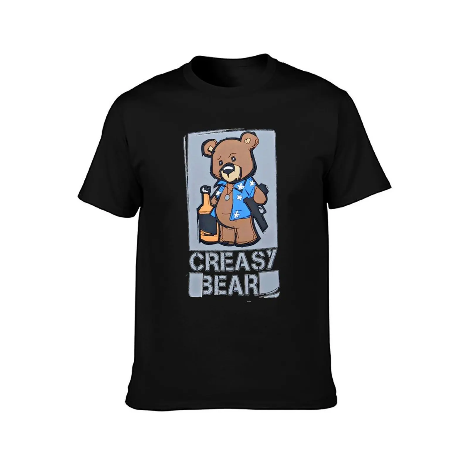 Bear on Fire T-Shirt, Summer Casual Cotton Tee, Oversized Streetwear Tops, Vintage Graphic Print, Loose Fit Short Sleeve