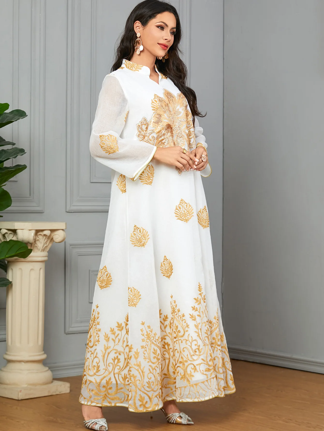 Robe longue à paillettes pour femmes musulmanes, Abaya Eid, Jalabiya, Ramadan, Maroc, Dubaï, Kaftan, Islam, Robe éducative