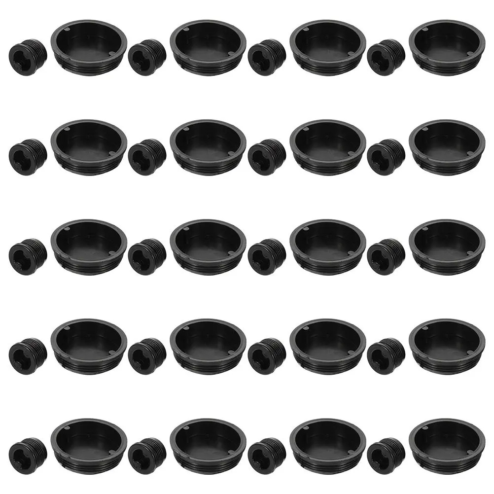 40Pcs Plastic Chemical Drum Lid Black for 200L Barrels Leak-Proof Screw Seal Cap Industrial Storage Bucket Cover Drum Bung Plug