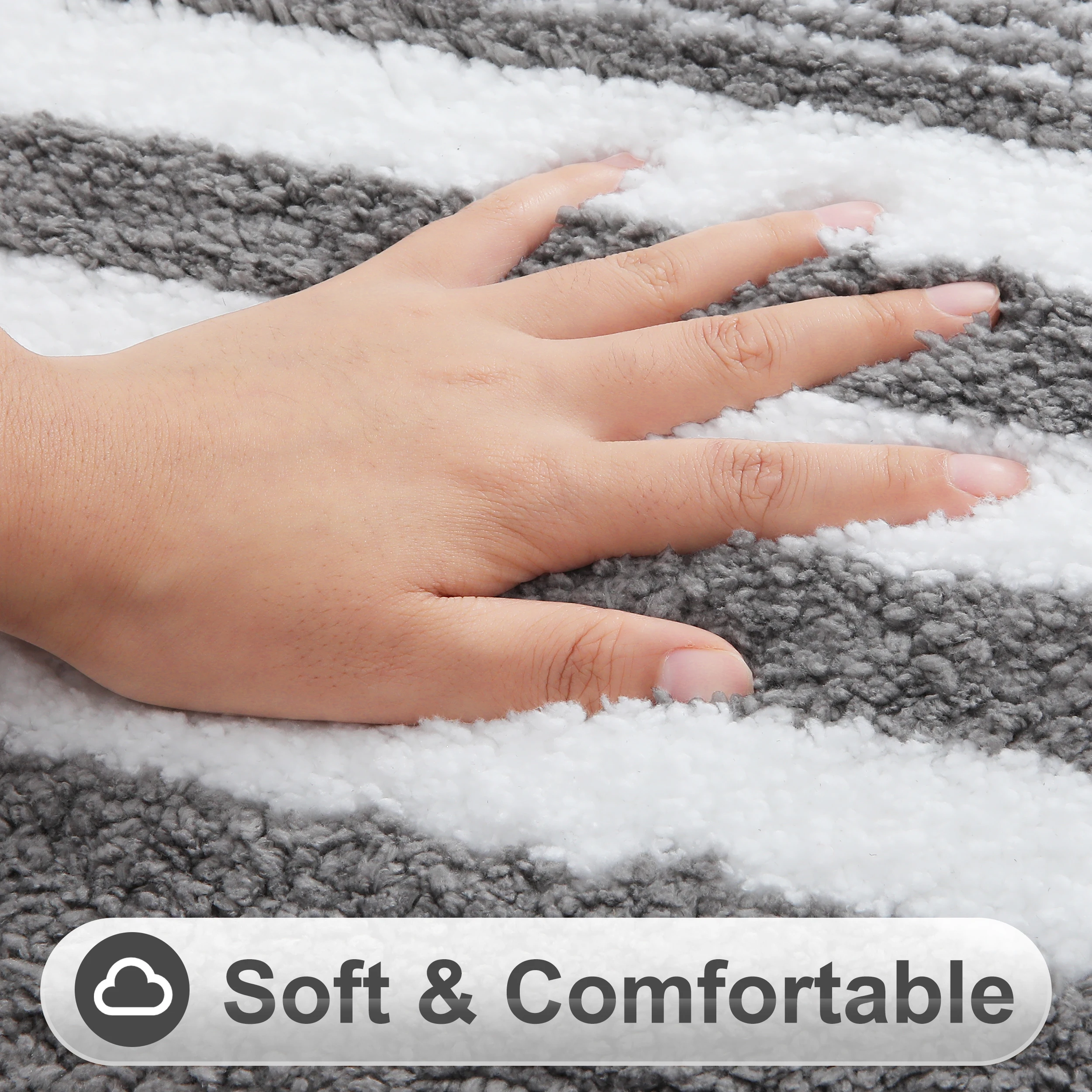 Homaxy Soft Striped Bathroom Mat Thick Plush Bathroom Rug Super Absorbent Non-slip Foot Mat Doormat Quick-drying Bath Carpet
