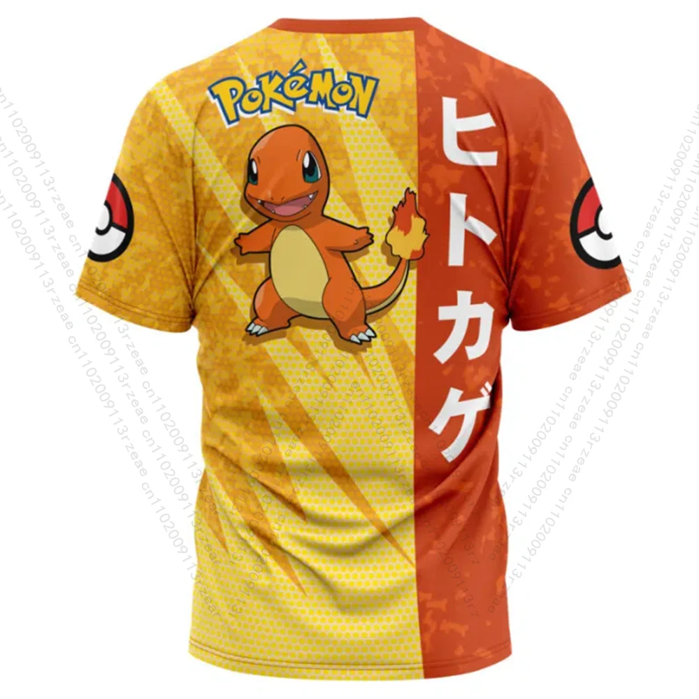 Pokemon Anime Charmander Heren Cosplay Print Gym T-shirt Oefening Ademend Trend Sport Kindermode Trend T-shirt met korte mouwen