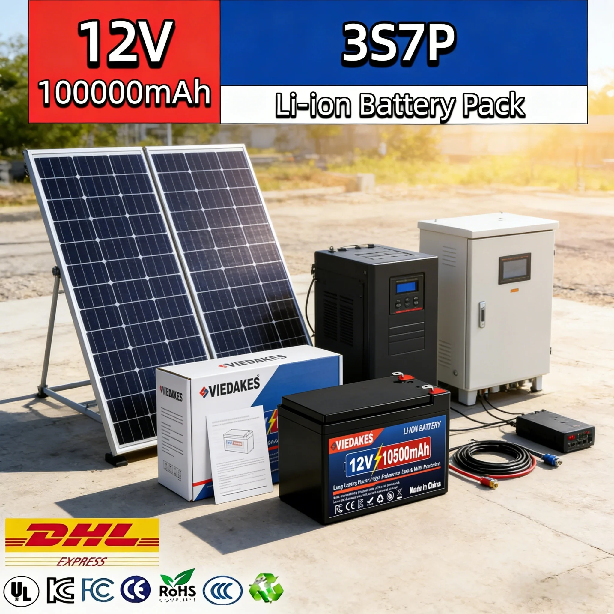 

VIEDAKES Brand New 3S7P 12V 100Ah LiFePO4 18650 Battery Pack Power Bank Fast Charging for Marine Boat Fishing Trips