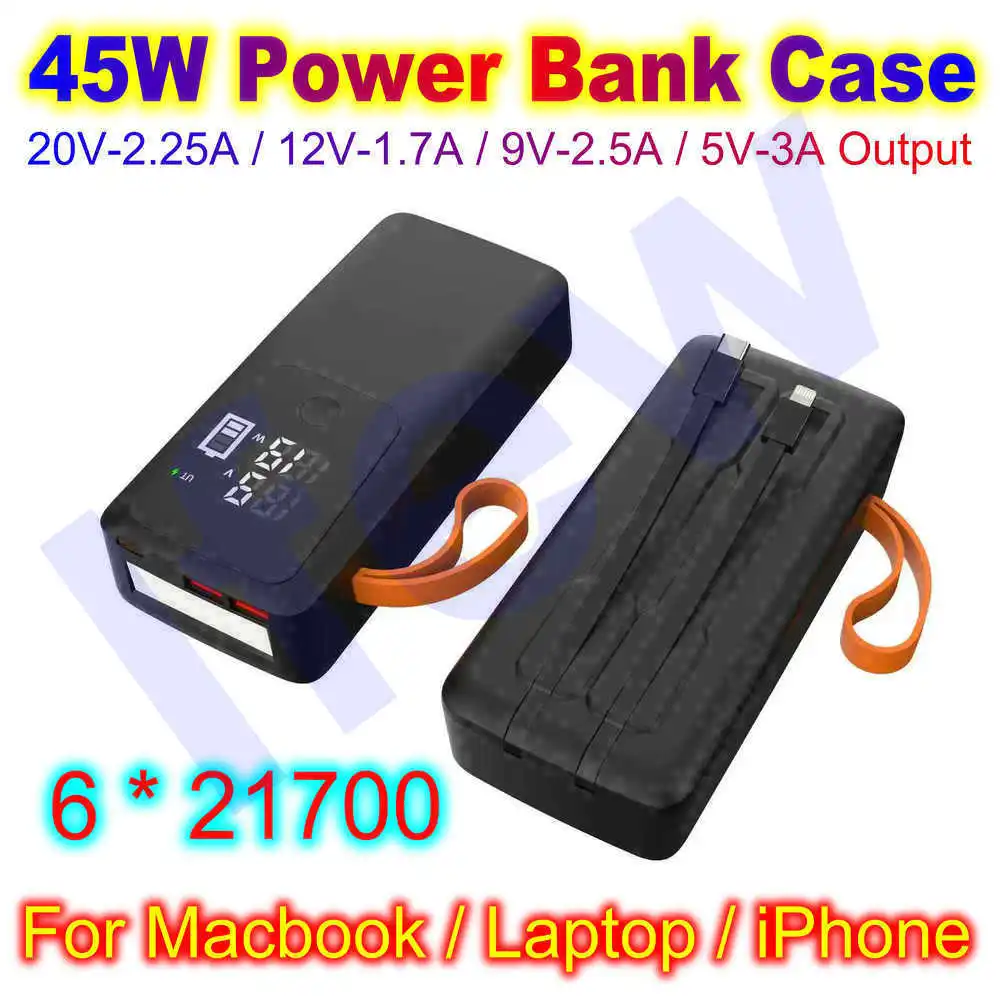 45 W Power Bank Fall Für Macbook 21700 Batterie Fall Lade Tablet DIY Shell Gehäuse Abnehmbare Batterie Lagerung Box Keine batterie