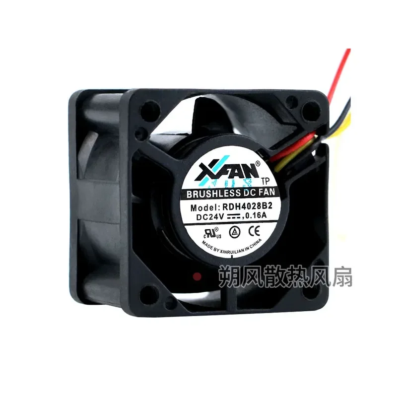 for Xinruilian RDH4028B2 4028 4CM 24V 0.16A 3-wire Double Ball Bearing Cooling Fan
