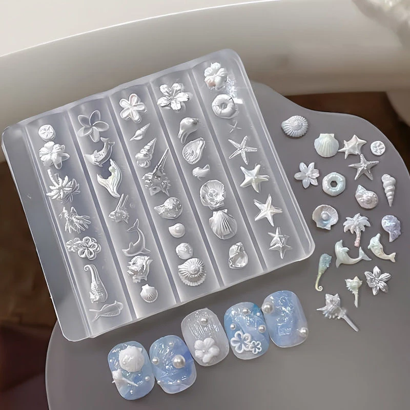 3D Mold Silicone Nail Art Decorations DIY Flower Design Templates Mold For Nails Jewelry Crafts Transparent Nails Mold Tool