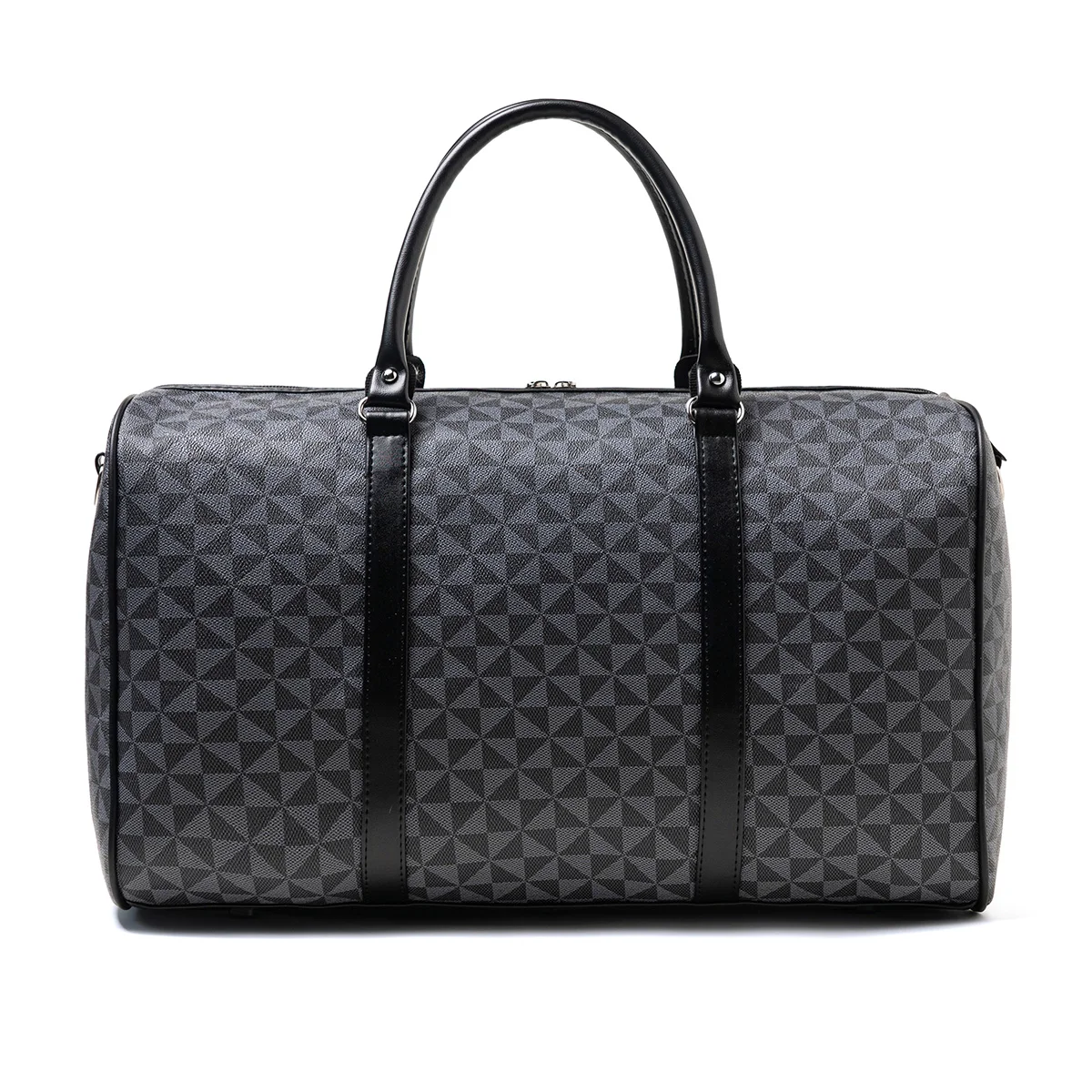 Black Large-Capacity Men's Zipper Travel Bag, with Dual Handles and Wide Shoulder Strap for Cross-Body Wear, Suitable for Travel, Business Trips, Gym Use, and Various Occasions, Featuring a Low-Key and Elegant Circular Pattern, Suitable for All Seasons, Practical and Versatile, Can Be Carried on the Plane, Holds Clothes, Computer, Water Bottle, Shoes