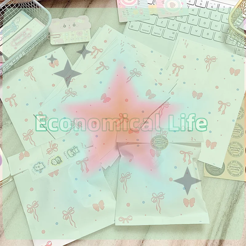 50pcs Pink Bowknot Heart Paper Bags 12×17cm Cute Photo Cards Jewelry Packaging For Handmade Crafts Gift Wrapping Storage Pouches