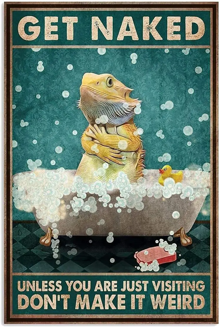 ماتو ديكور التنين الملتحي احصل على تحذير لمرحاض بار حانة نادي مقهى Homeches الربيع في علامة القصدير المنزل الفن ميت