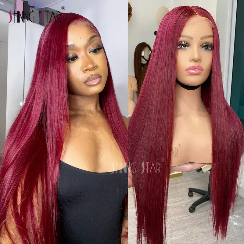 99j Burgundy 13x6 Hd Lace Front Human Hair Wig 13x4 Brazilian Red Glueless Straight Lace Front Colored Human Hair Wigs For Women