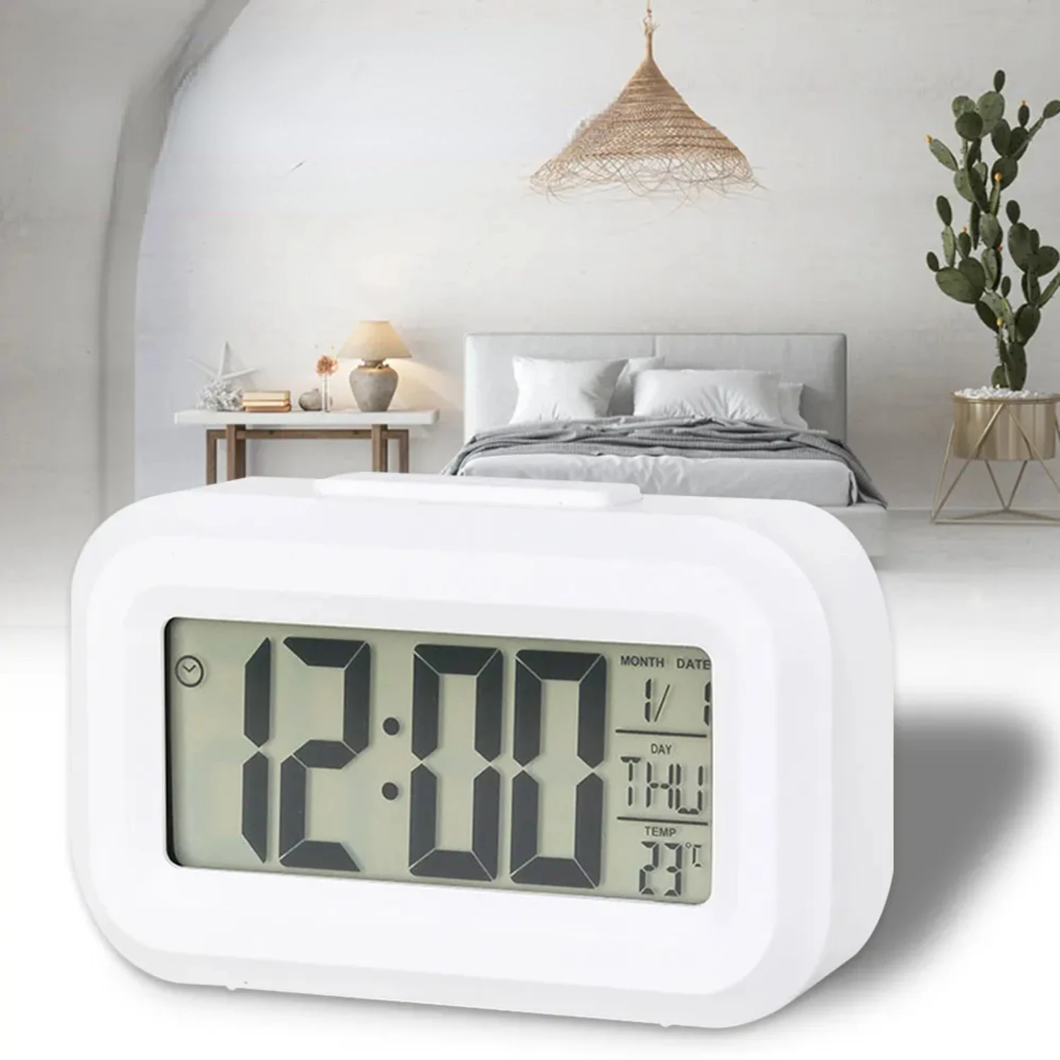 Electronic Digital Desktop Table Alarm Clock with Backlight, Calendar, and Snooze Function - Perfect for Office Use