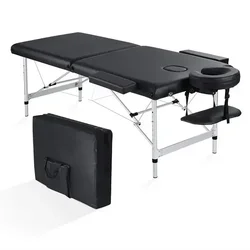 Aluminium Frame Massage Table Portable Massage Bed Lightweight Height Adjustable Salon Spa Bed Black Lash Bed