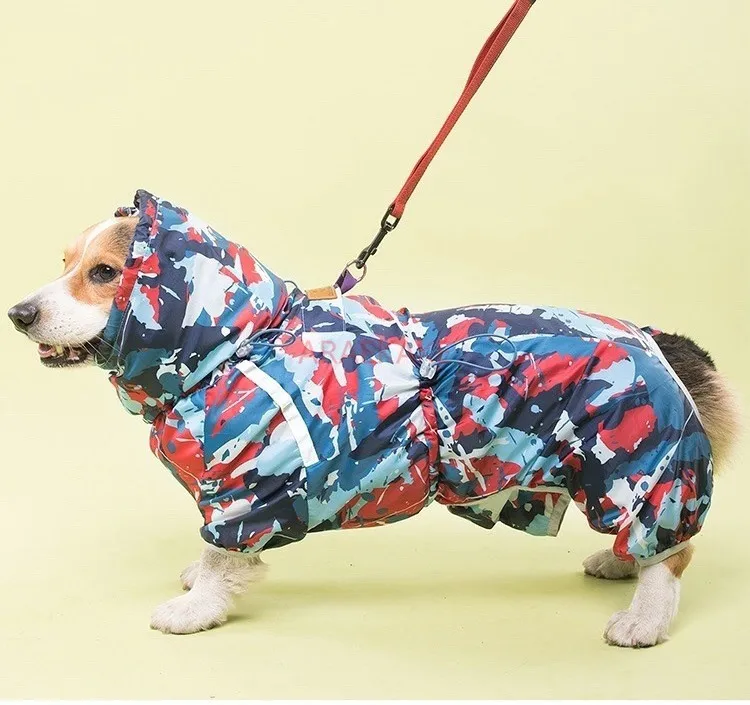 Corgi All Inclusive Waterproof Raincoat Pet Dog Four legged Rain Poncho Back Zipper Belly Protector Cute Sweatcoat