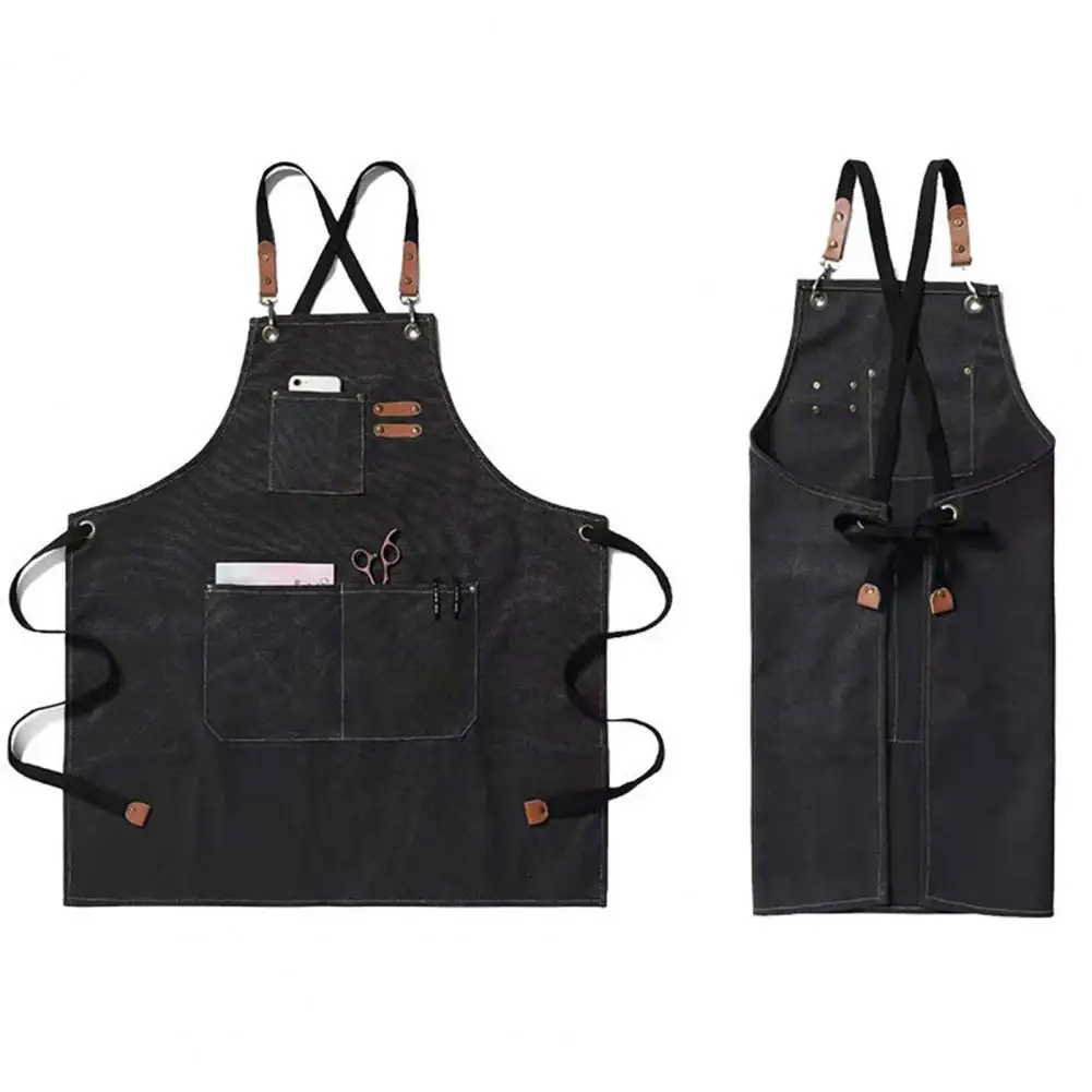 

Durable Work Apron Multi-pockets Comfortable Chef Apron Large Coverage Garden Apron