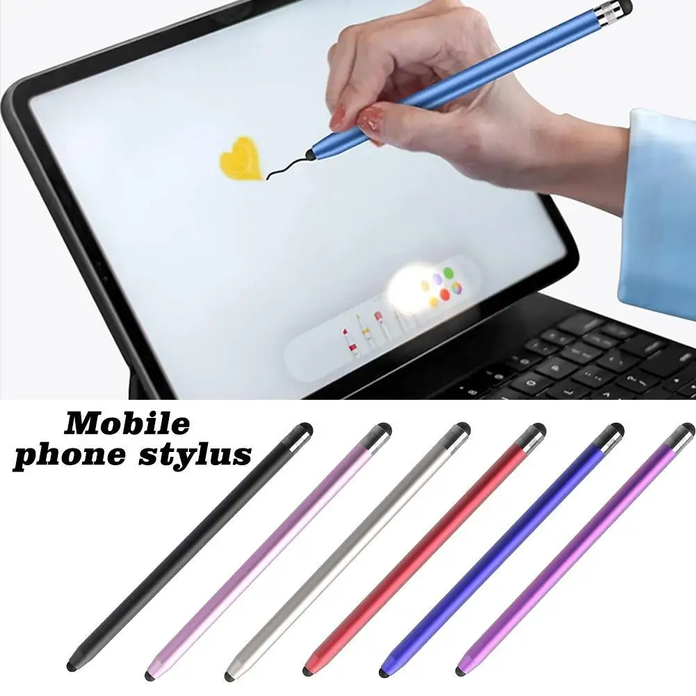 14cm Universal Pencil Double Dual Silicone Head Touch Capacitive Screen Stylus Pen For Ipad Tablet Smartphone