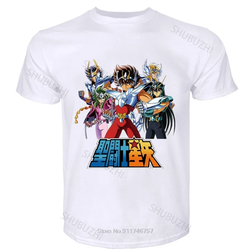 T-shirt en coton imprimé chevaliers du zodiaque pour hommes, estival et de marque, offre spéciale