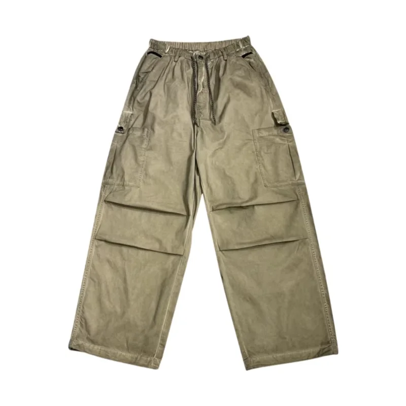 Mens American Vintage Baggy Cargo Pants Multi Pocket Distressed 100% Cotton Straight Leg Loose Fit Premium Quality Pants Trendy