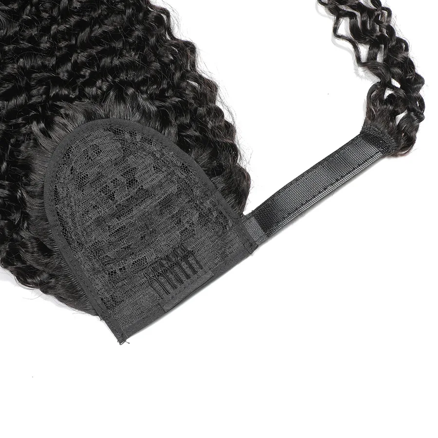 킨키 컬리 랩 포니테일 아프로 여성용 100% 인간 헤어 포니테일 클립인 26인치 긴 머리 염색 가능