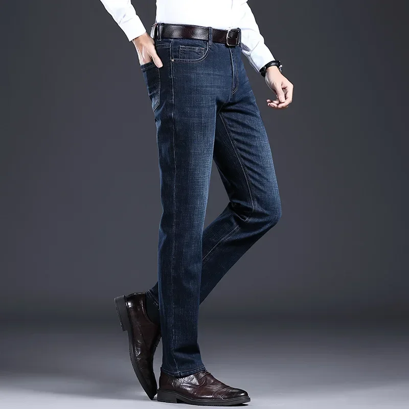 Pantalones largos de algodón para hombre, Jeans de retales de alta calidad, nueva moda, invierno y otoño, 2024