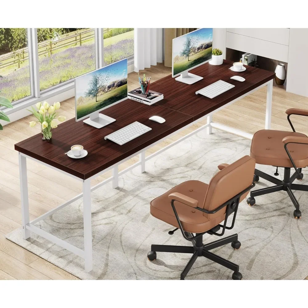 78.7 inch Double Computer Desk, Extra Long 2 Person Desk Workstation, Large Office Desk Study Writing Table for Home Office