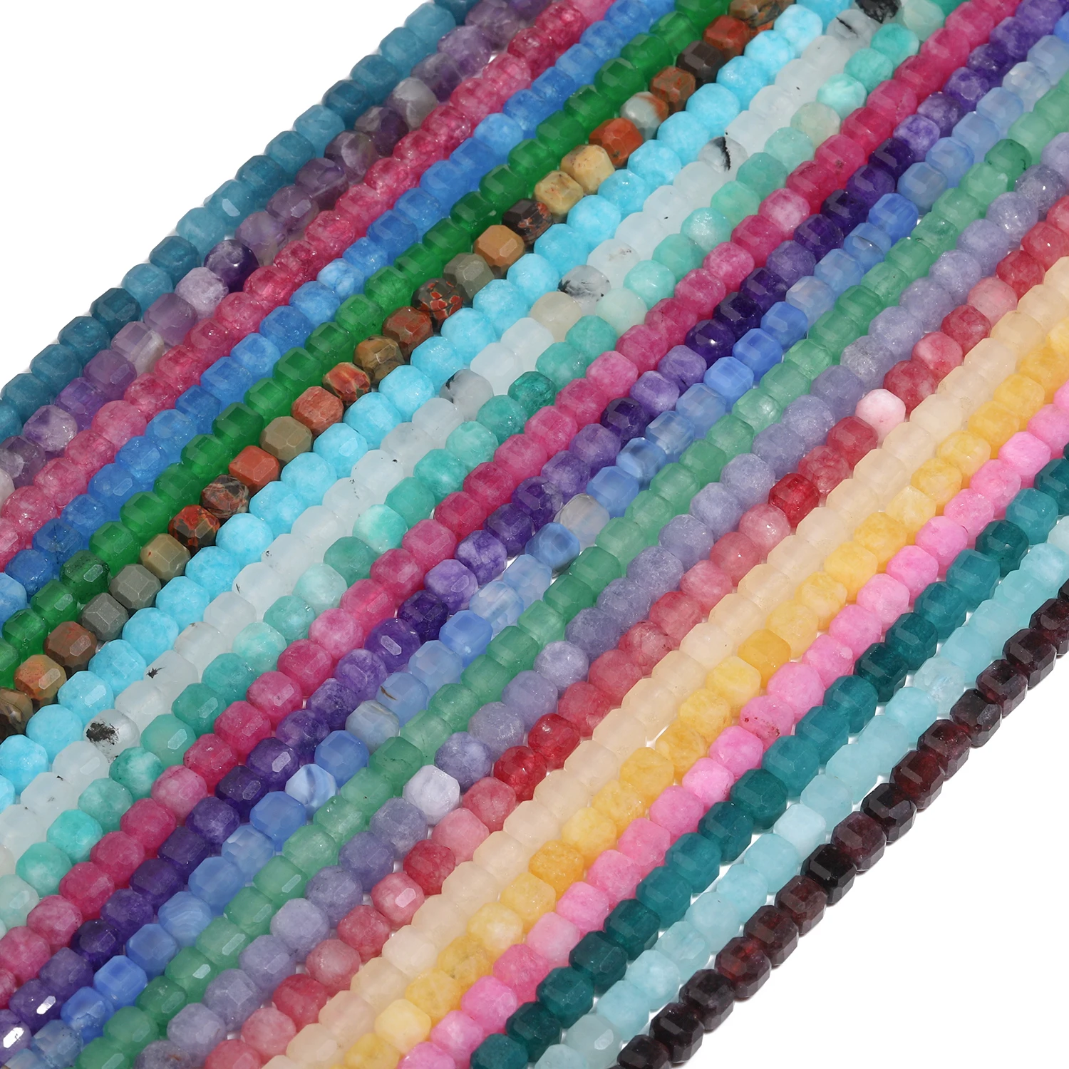Natural Stone Beads 7x7mm Facet Lapis Lazuli  Jade Agate Tourmaline Beads For Jewelry Making DIY Bracelet Necklace Accessory image 5
